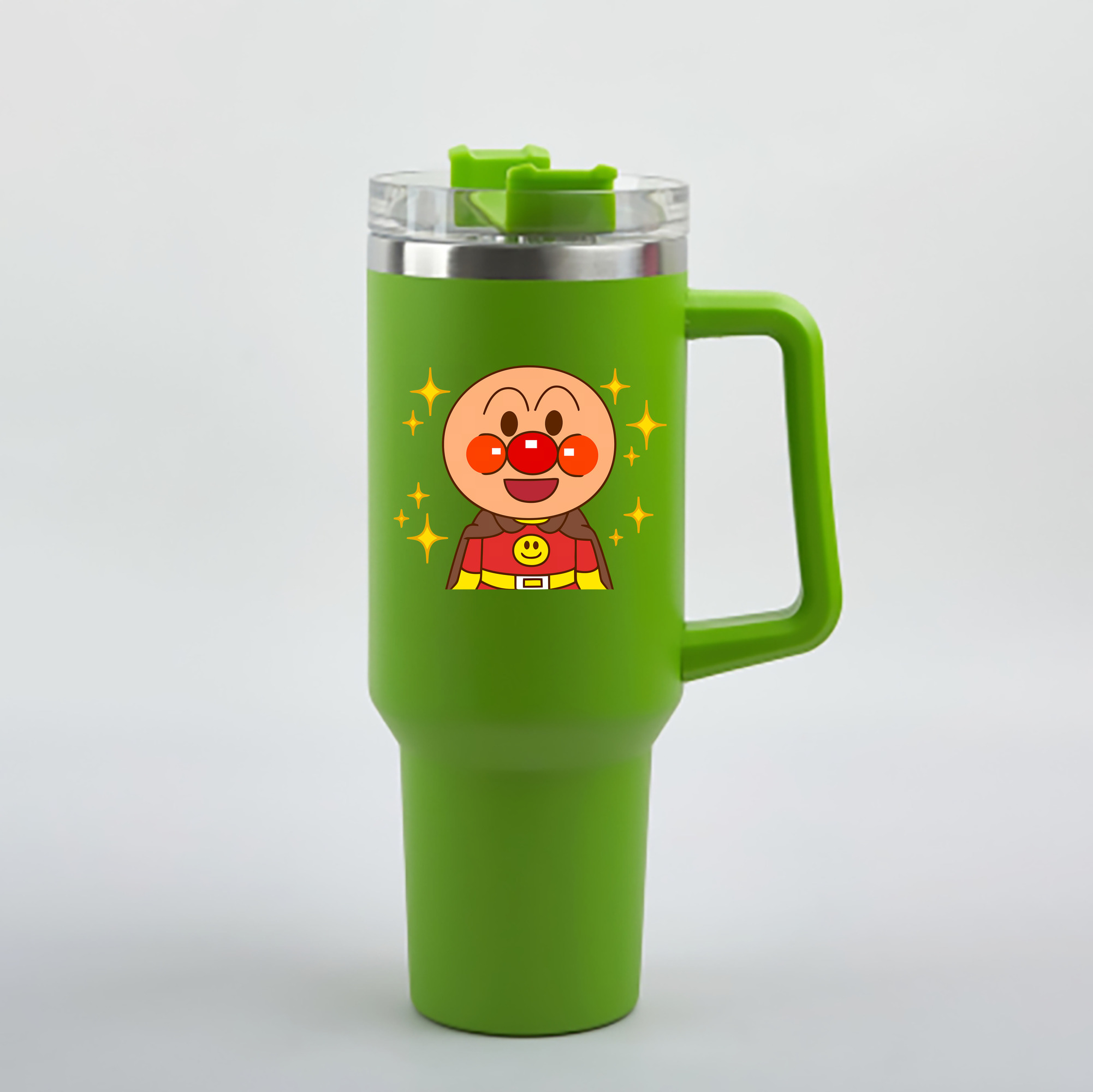 （画像用） アンパンマン Anpanman 1200mL車用タンブラー - クリスタルステッカー（プラスチックストロー付き）